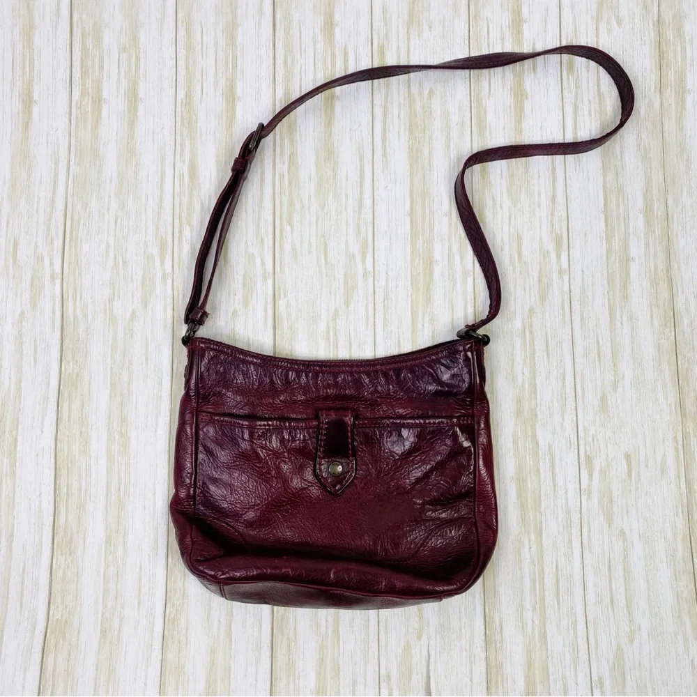 Frye Burgundy Melissa Button Crossbody Purse